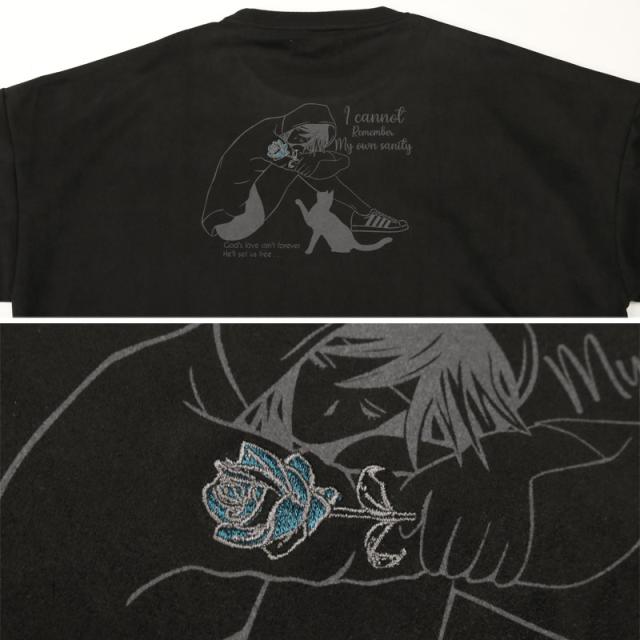 Tシャツ・半袖・半袖Tシャツ・メンズ・スエード・フェイクスエード・刺繍・バックプリント・ワンポイント・Girls・Cat・女の子・ガール・ネコ・猫・大きいサイズ・オーバーサイズ・白・黒・オフホワイト・ブラック・グレー・春服・夏服・10代・20代・30代・大学生 17