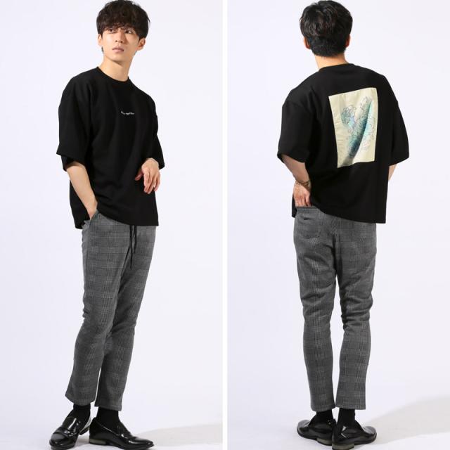 Tシャツ・半袖・トップス・カットソー・メンズ・接触冷感・クール・とろみ・バックプリント・イラスト・ロゴ・薔薇・フラワー・プリント・貼り付け・クルーネック・大きいサイズ・ビッグシルエット・カジュアル・春服・夏服・10代・20代・30代 11