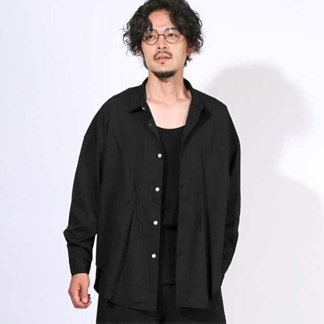 送料無料・シャツ・長袖・メンズ・レディース・ピンタック・ブラウス・長袖シャツ・オーバーサイズ・大きいサイズ・ビッグシルエット・白シャツ・黒シャツ・薄手・羽織り・ライトシャツ・カジュアルシャツ・リラックス・ストレッチ・伸縮性・きれいめ・大人・上品 8