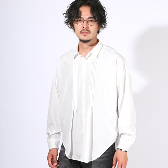 送料無料・シャツ・長袖・メンズ・レディース・ピンタック・ブラウス・長袖シャツ・オーバーサイズ・大きいサイズ・ビッグシルエット・白シャツ・黒シャツ・薄手・羽織り・ライトシャツ・カジュアルシャツ・リラックス・ストレッチ・伸縮性・きれいめ・大人・上品 6