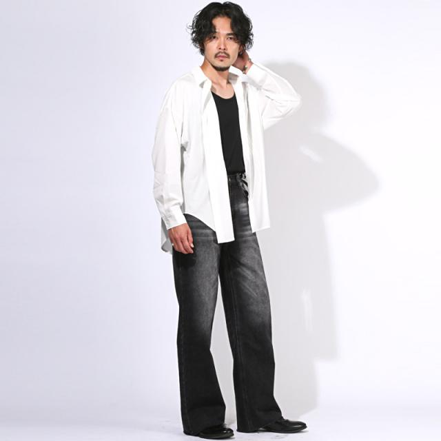 送料無料・シャツ・長袖・メンズ・レディース・ピンタック・ブラウス・長袖シャツ・オーバーサイズ・大きいサイズ・ビッグシルエット・白シャツ・黒シャツ・薄手・羽織り・ライトシャツ・カジュアルシャツ・リラックス・ストレッチ・伸縮性・きれいめ・大人・上品 7