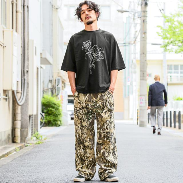 Tシャツ・半袖・メンズ・レディース・半袖Tシャツ・トップス・ピグメント・ハードウォッシュ・ウォッシュ加工・刺繍・花・フラワー・オーバーサイズ・ビッグシルエット・大きいサイズ・ゆったり・カジュアル・ストリート・ヴィンテージ 6