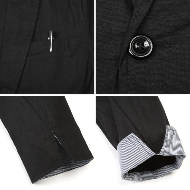 テーラードジャケット・サマージャケット・ジャケット・メンズ・ミドル・綿麻・リネン・7分袖・七分袖・ストレッチ・通気性・無地・シングル・ビジカジ・ワンボタン・カジュアル・上品・春服・夏服・秋服・20代・30代・40代・50代・60代 12