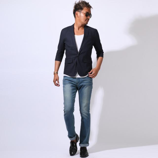 テーラードジャケット・サマージャケット・ジャケット・メンズ・ミドル・綿麻・リネン・7分袖・七分袖・ストレッチ・通気性・無地・シングル・ビジカジ・ワンボタン・カジュアル・上品・春服・夏服・秋服・20代・30代・40代・50代・60代 9