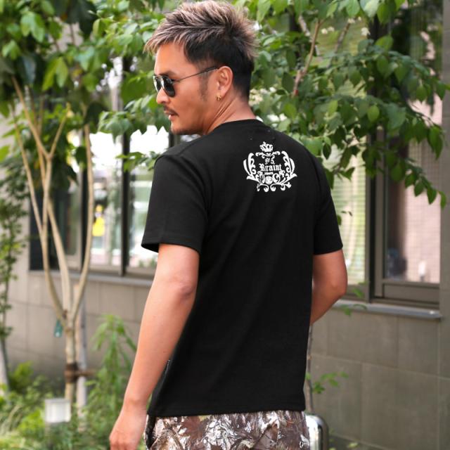 Tシャツ・トップス・メンズ・半袖・ブランド・ゴシック・ブラックレター・ロゴ・プリント・バックプリント・スリム・綿100・コットン・白T・黒T・ホワイト・ブラック・20代・30代・40代・カジュアル・ストリート・ダンス 7