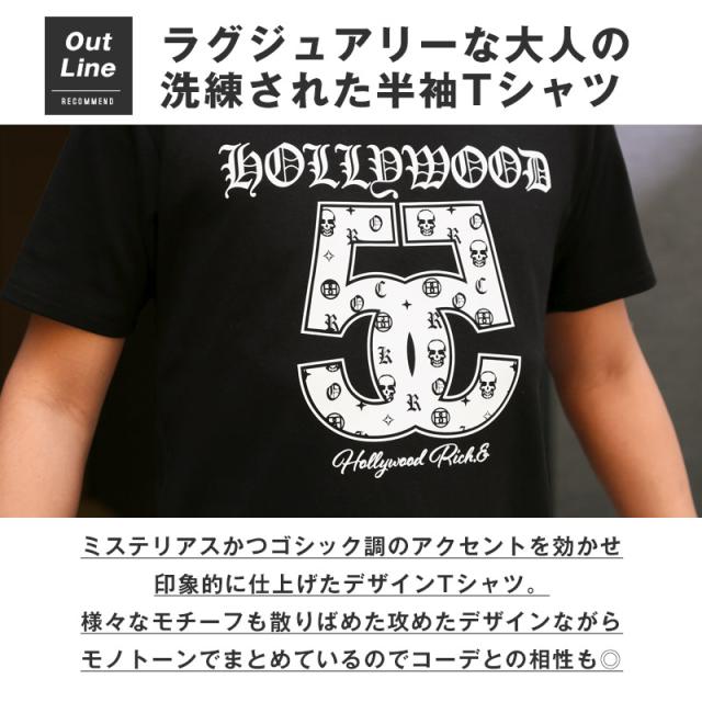 Tシャツ・トップス・メンズ・半袖・ブランド・ゴシック・ブラックレター・ロゴ・プリント・バックプリント・スリム・綿100・コットン・白T・黒T・ホワイト・ブラック・20代・30代・40代・カジュアル・ストリート・ダンス 3