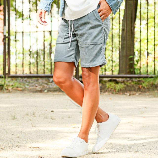 ショートパンツ・ベイカーパンツ・ショーツ・ボトムス・メンズ・コーデュロイ・膝上丈・ショート丈・無地・ストレッチ・伸縮性・ウエストゴム・ドローコード・カジュアル・大人・春服・夏服・20代・30代・40代・50代・ビター系・サーフ 12