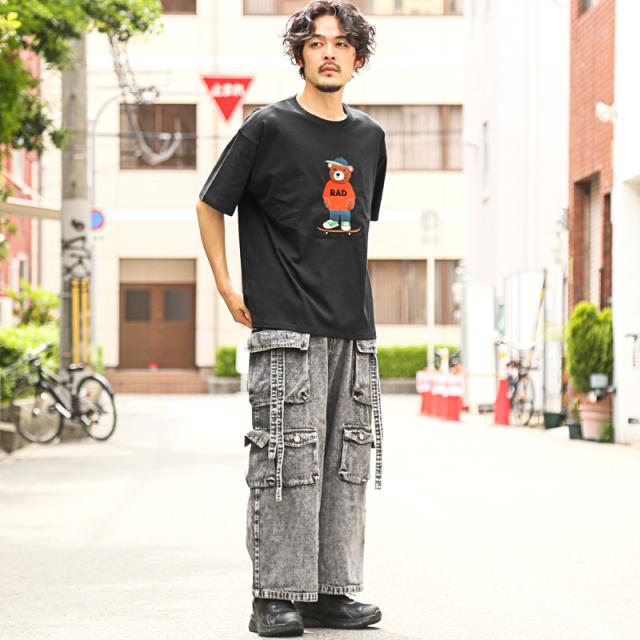 Tシャツ・半袖・メンズ・レディース・半袖Tシャツ・トップス・接触冷感・クール・涼しい・ひんやり・刺繍・サガラ刺繍・くま・クマ・熊・ベアー・テディベア・キャラクター・キャラTシャツ・ゆったり・オーバーサイズ・クルーネック・白・紫・黒・夏服・春服・M・L 7