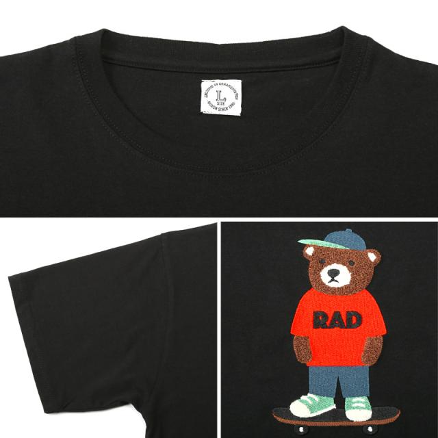 Tシャツ・半袖・メンズ・レディース・半袖Tシャツ・トップス・接触冷感・クール・涼しい・ひんやり・刺繍・サガラ刺繍・くま・クマ・熊・ベアー・テディベア・キャラクター・キャラTシャツ・ゆったり・オーバーサイズ・クルーネック・白・紫・黒・夏服・春服・M・L 13