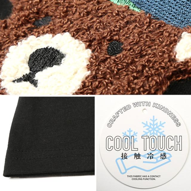 Tシャツ・半袖・メンズ・レディース・半袖Tシャツ・トップス・接触冷感・クール・涼しい・ひんやり・刺繍・サガラ刺繍・くま・クマ・熊・ベアー・テディベア・キャラクター・キャラTシャツ・ゆったり・オーバーサイズ・クルーネック・白・紫・黒・夏服・春服・M・L 14