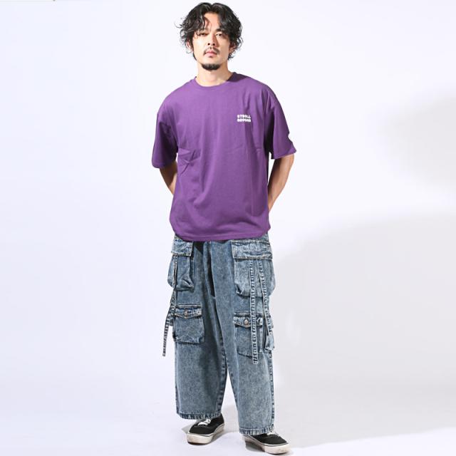 送料無料・カーゴパンツ・テクノパンツ・デニムパンツ・メンズ・ワイドパンツ・ワイドカーゴパンツ・ケミカルウォッシュ・ポケット・9分丈・アンクル丈・大きいサイズ・ユニセックス・ヴィンテージ・ビンテージ・ブルー・青・ブラック・黒・オールシーズン・M・L・XL 8