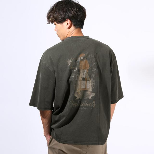 Tシャツ・半袖・メンズ・レディース・半袖Tシャツ・トップス・ピグメント・ハードウォッシュ・ウォッシュ加工・ガール・イラスト・プリント・ロゴ・オーバーサイズ・大きいサイズ・クルーネック・カジュアル・ストリート・ユニセックス 9