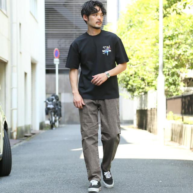 デニムパンツ・ワイドパンツ・テーパードパンツ・メンズ・大きいサイズ・リラックスシルエット・カジュアル・ケミカル・ワンウォッシュ・ヴィンテージ・無地・通年・オールシーズン・ボトムス・ユーズド加工・ストリート 7