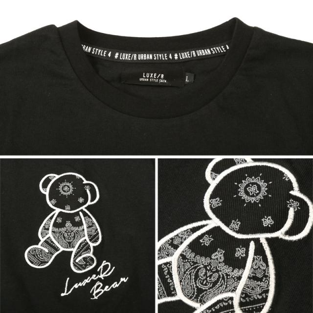 LUXE/R・ラグジュ・Tシャツ・半袖・トップス・カットソー・メンズ・ブランド・クマ・テディベア・ペイズリー柄・バンダナ柄・刺繍・ロゴ・ワンポイント・綿・コットン・スリム・細身・ストリート・白T・黒T・ホワイト・ブラック・春服・夏服 11