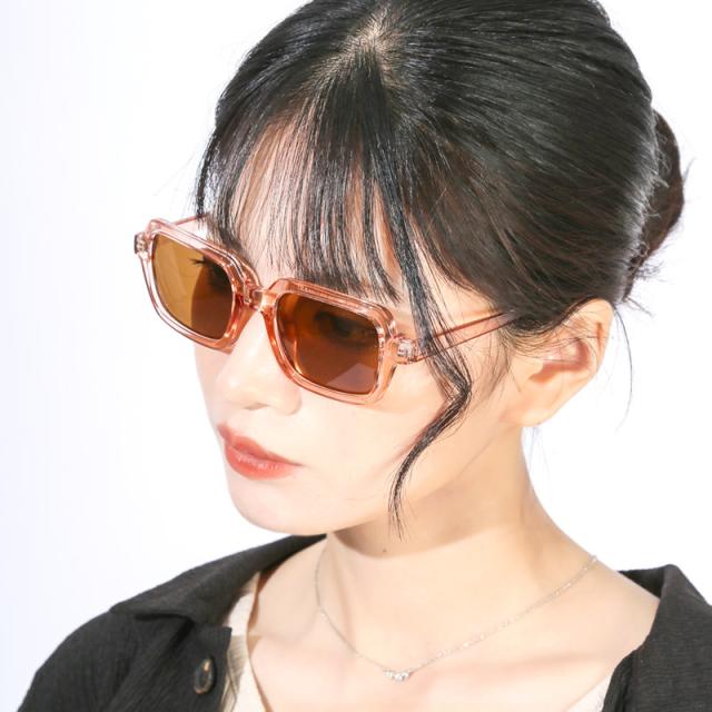 サングラス・スクエアサングラス・ウェリントンサングラス・メンズ・レディース・ユニセックス・UVカット・紫外線カット・レトロ・おしゃれ・トレンド・度なし・スクエアフレーム・ヴィンテージ調・大きい・黒・茶・スモーク・デミ×ブラウン・クリアピンク×ブラウン 5