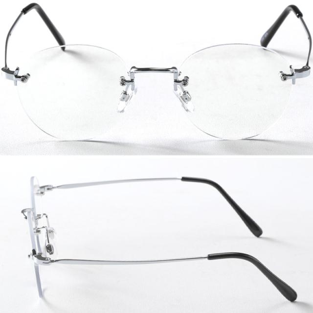 サングラス・リムレスサングラス・ラウンドサングラス・メンズ・レディース・ユニセックス・UVカット・紫外線カット・丸眼鏡・ラウンド・リムレス・フレームレス・縁なし・ノーリム・ミニマルデザイン・トレンド・度なし・軽量・銀縁・金縁・シルバー・ゴールド・クリア 7