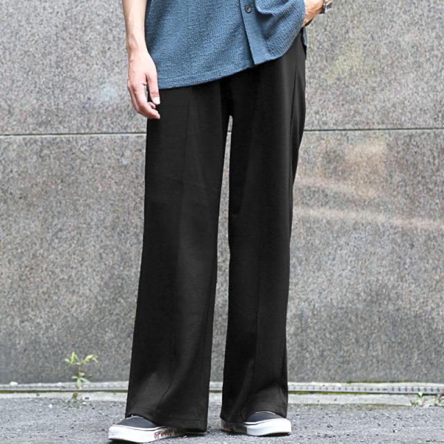 送料無料・ワイドパンツ・スウェットパンツ・イージーパンツ・メンズ・パンツ・ボトムス・スラックス・ズボン・ジャージ・センタープレス・タック・バルーン・ウエストゴム・無地・レーヨン・太め・フルレングス・外出用・韓国・ダンス・黒・紺・レディース・伸縮性・脚長 5