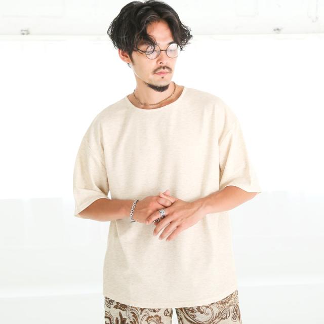 Tシャツ・半袖・メンズ・半袖Tシャツ・トップス・カットソー・ボートネック・五分袖・リラックス・スラブ・杢・無地・ゆったり・オーバーサイズ・おしゃれ・シンプル・大きいサイズ・レーヨン・部屋着・ユニセックス 10