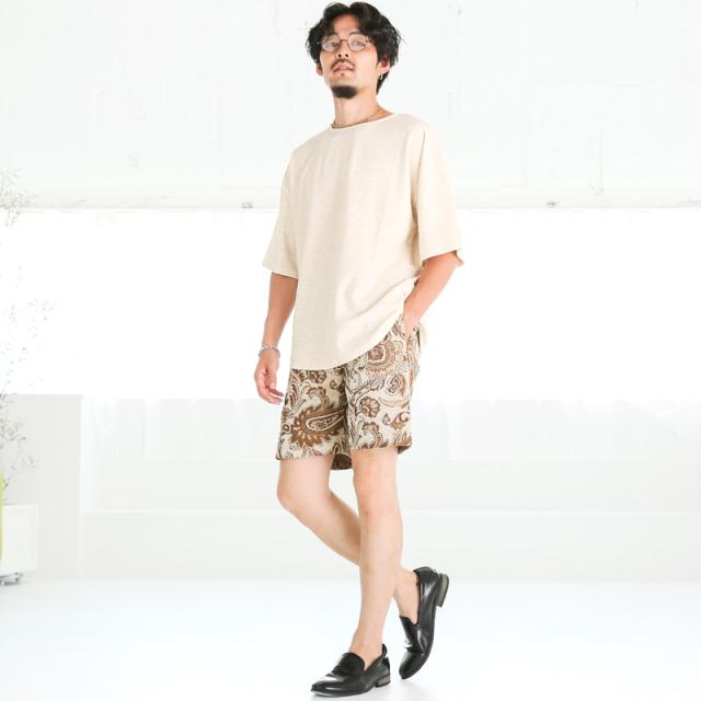 Tシャツ・半袖・メンズ・半袖Tシャツ・トップス・カットソー・ボートネック・五分袖・リラックス・スラブ・杢・無地・ゆったり・オーバーサイズ・おしゃれ・シンプル・大きいサイズ・レーヨン・部屋着・ユニセックス 11