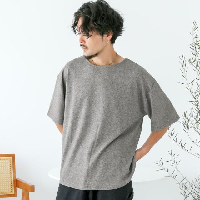 Tシャツ・半袖・メンズ・半袖Tシャツ・トップス・カットソー・ボートネック・五分袖・リラックス・スラブ・杢・無地・ゆったり・オーバーサイズ・おしゃれ・シンプル・大きいサイズ・レーヨン・部屋着・ユニセックス 8
