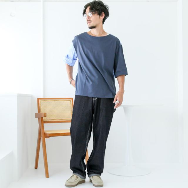 送料無料・デニムパンツ・ペインターパンツ・メンズ・ワークパンツ・デニムペインターパンツ・ワイドパンツ・ジーンズ・ジーパン・ボトムス・ウエストゴム・紐・ドローコード・ツールポケット・ハンマーループ・ウォッシュ加工・ビンテージ・ヴィンテージ・古着系・通年 9