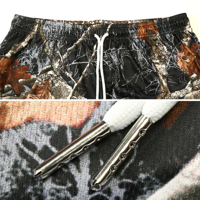 ショートパンツ・ショーツ・メンズ・ハーフパンツ・短パン・総柄・リアルツリー・カモフラージュ柄・カモフラ・迷彩・ミリタリー・膝上・メンズパンツ・イージーパンツ・メッシュ素材・通気性・涼しい・ストリート・運動・ブラック・グレー・ピンク・夏・春・秋・M・L 12