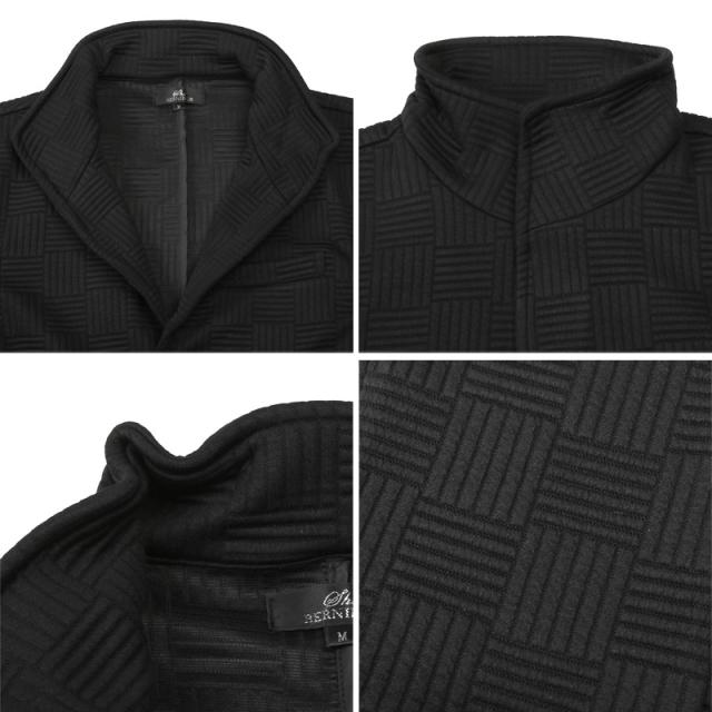 イタリアンカラーコート・ロングコート・メンズ・コート・アウター・ロング丈・立ち襟・ワイヤー入り・キルティング・バスケットチェック柄・無地・裏地・上品・おしゃれ・スタンドカラー・総柄・大人・ミドル・キレイめ 11