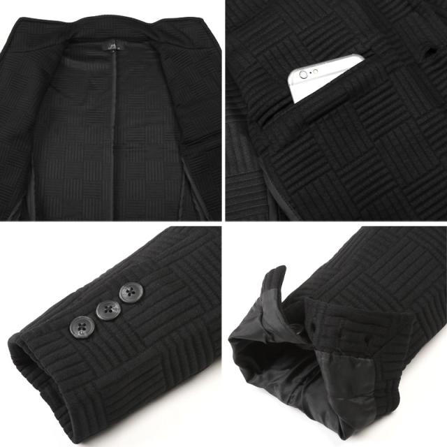 イタリアンカラーコート・ロングコート・メンズ・コート・アウター・ロング丈・立ち襟・ワイヤー入り・キルティング・バスケットチェック柄・無地・裏地・上品・おしゃれ・スタンドカラー・総柄・大人・ミドル・キレイめ 12