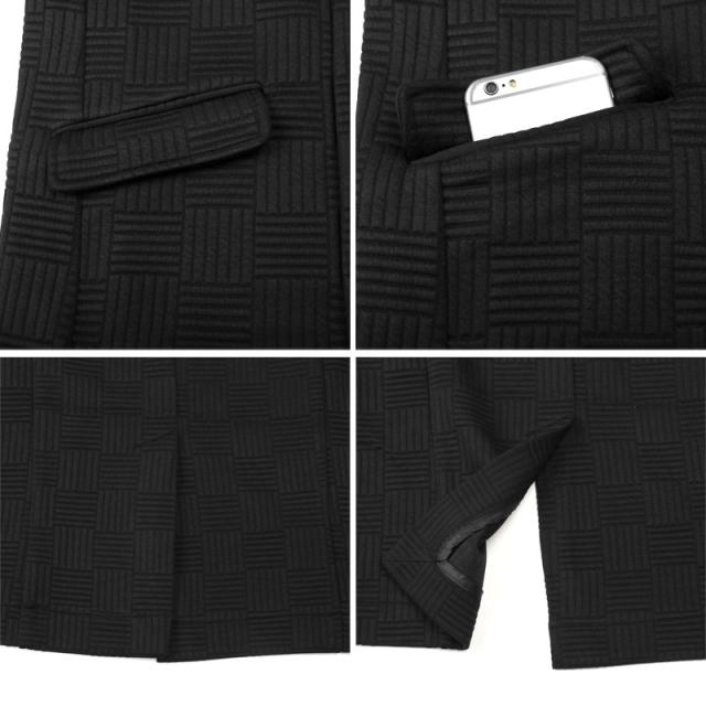 イタリアンカラーコート・ロングコート・メンズ・コート・アウター・ロング丈・立ち襟・ワイヤー入り・キルティング・バスケットチェック柄・無地・裏地・上品・おしゃれ・スタンドカラー・総柄・大人・ミドル・キレイめ 13