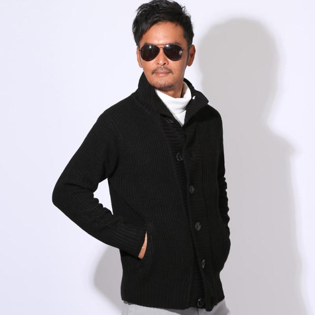 カーディガン・ニット・メンズ・カーデ・畦編み・片畦・スタンドネック・長袖・無地・杢・ミックス・アクリル100％・ボタン・暖か・あったか・おしゃれ・シンプル・春服・秋服・冬服・トップス・ライトアウター・カジュアル・上品 5