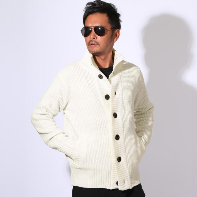 カーディガン・ニット・メンズ・カーデ・畦編み・片畦・スタンドネック・長袖・無地・杢・ミックス・アクリル100％・ボタン・暖か・あったか・おしゃれ・シンプル・春服・秋服・冬服・トップス・ライトアウター・カジュアル・上品 13