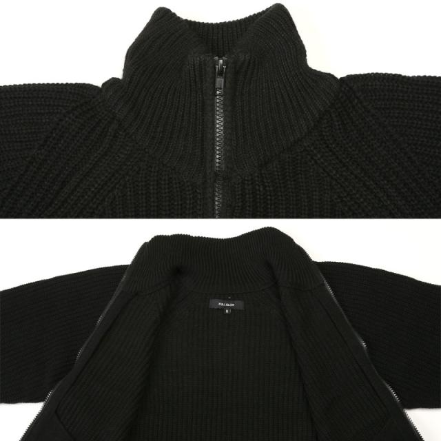 送料無料・ニットジャケット・メンズ・ニット・セーター・フルジップ・ファスナー・スタンドネック・畦編み・片畦・スタンドジャケット・ローゲージ・リブ編み・ハイネック・ジップアップ・フロントジップ・羽織りニット・オーバーサイズ・ゆったり・大きいサイズ 16