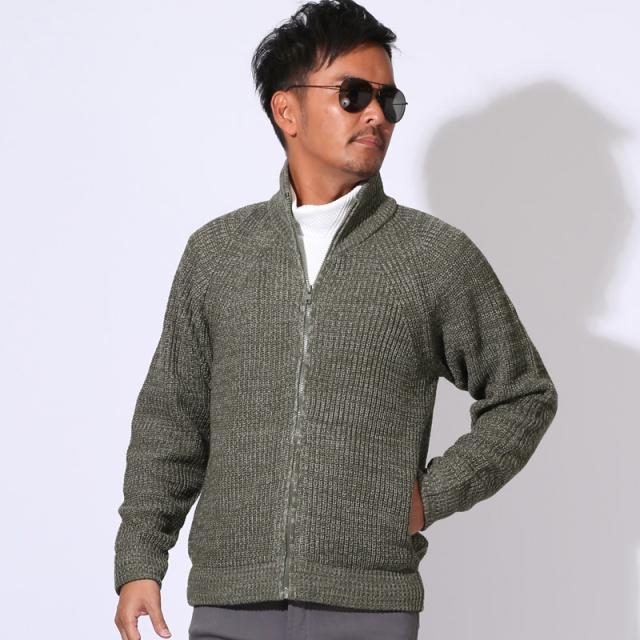 送料無料・ニットジャケット・メンズ・ニット・セーター・フルジップ・ファスナー・スタンドネック・畦編み・片畦・スタンドジャケット・ローゲージ・リブ編み・ハイネック・ジップアップ・フロントジップ・羽織りニット・オーバーサイズ・ゆったり・大きいサイズ 9