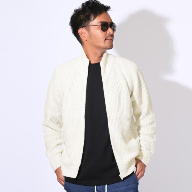 送料無料・ニットジャケット・メンズ・ニット・セーター・フルジップ・ファスナー・スタンドネック・畦編み・片畦・スタンドジャケット・ローゲージ・リブ編み・ハイネック・ジップアップ・フロントジップ・羽織りニット・オーバーサイズ・ゆったり・大きいサイズ 13