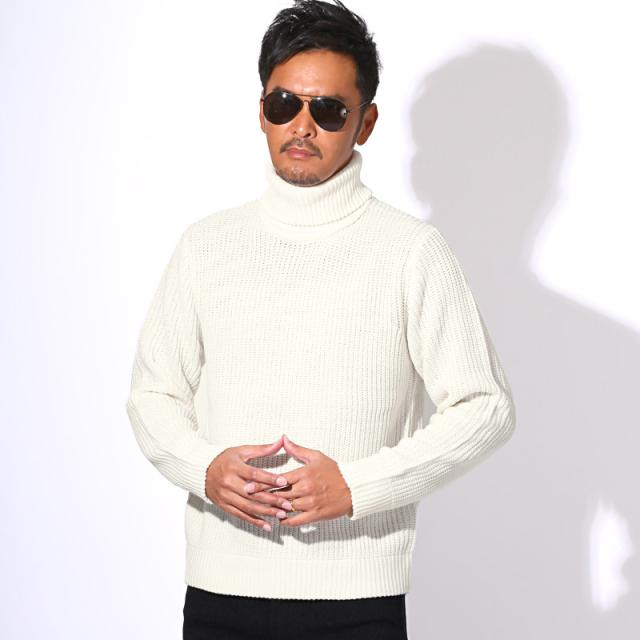 ニット・メンズ・タートルネック・畦編み・片畦・セーター・メンズニット・タートルネックニット・ニットソー・長袖・無地・杢・ミックス・おしゃれ・大きいサイズ・シンプル・ブラック・グレー・ベージュ・ホワイト・黒・白・ユニセックス・秋・冬・40代・M・L・XL 13