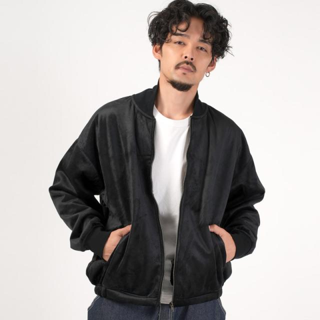 送料無料・ブルゾン・メンズ・ジャケット・ベロア・ベロアブルゾン・ベロアジャケット・裏ボア・ボンディング・ボアブルゾン・ボアジャケット・あったか・暖・防寒・MA-1・軽い・軽量・ふわふわ・高級感・上品・シンプル・無地・黒・ブラック・グレー・秋・冬・スタジャン 6