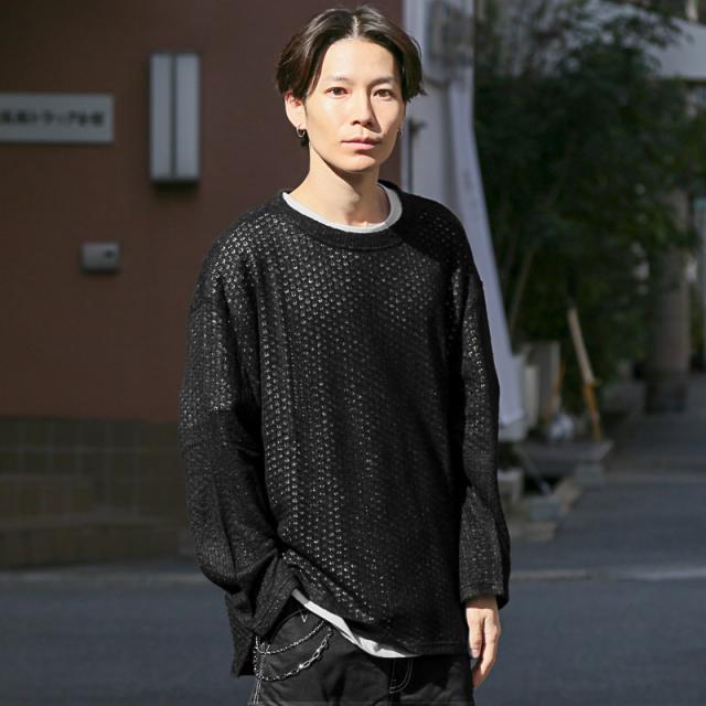 revertical・リバーティカル・ニット・長袖・メンズ・レディース・透かし編みニット・ブランド・レイヤード・重ね着・アクリル・メッシュニット・レース編み・アイレットニット・シアーニット・モヘアタッチ・オープンワークニット・黒・白・茶・青・緑・オレンジ・秋 5