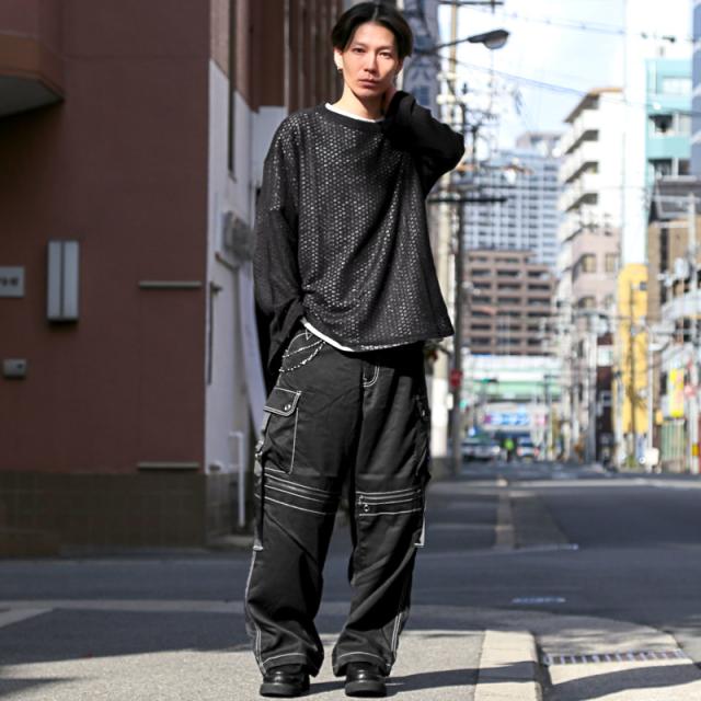 revertical・リバーティカル・ニット・長袖・メンズ・レディース・透かし編みニット・ブランド・レイヤード・重ね着・アクリル・メッシュニット・レース編み・アイレットニット・シアーニット・モヘアタッチ・オープンワークニット・黒・白・茶・青・緑・オレンジ・秋 6