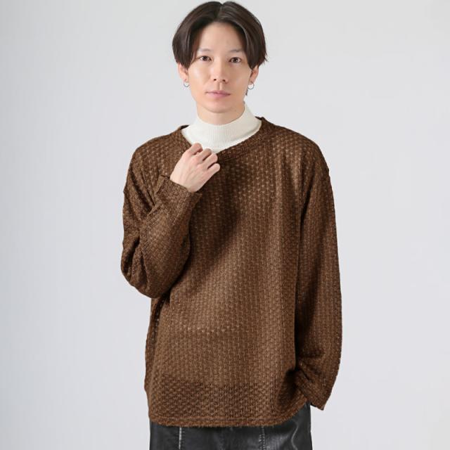 revertical・リバーティカル・ニット・長袖・メンズ・レディース・透かし編みニット・ブランド・レイヤード・重ね着・アクリル・メッシュニット・レース編み・アイレットニット・シアーニット・モヘアタッチ・オープンワークニット・黒・白・茶・青・緑・オレンジ・秋 9