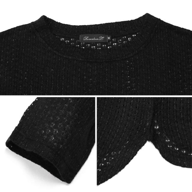 revertical・リバーティカル・ニット・長袖・メンズ・レディース・透かし編みニット・ブランド・レイヤード・重ね着・アクリル・メッシュニット・レース編み・アイレットニット・シアーニット・モヘアタッチ・オープンワークニット・黒・白・茶・青・緑・オレンジ・秋 16