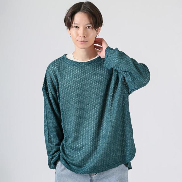 revertical・リバーティカル・ニット・長袖・メンズ・レディース・透かし編みニット・ブランド・レイヤード・重ね着・アクリル・メッシュニット・レース編み・アイレットニット・シアーニット・モヘアタッチ・オープンワークニット・黒・白・茶・青・緑・オレンジ・秋 11