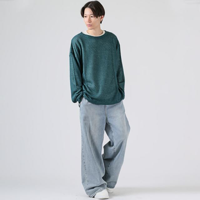 revertical・リバーティカル・ニット・長袖・メンズ・レディース・透かし編みニット・ブランド・レイヤード・重ね着・アクリル・メッシュニット・レース編み・アイレットニット・シアーニット・モヘアタッチ・オープンワークニット・黒・白・茶・青・緑・オレンジ・秋 12