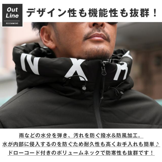 中綿ジャケット・ブルゾン・メンズ・フェイクダウン・暖か・あったか・撥水・防風・フード付き・ロゴ・プリント・大きいサイズ・厚手・防寒・アウトドア・登山・おしゃれ・秋服・冬服・ユニセックス・カジュアル・ストリート 4