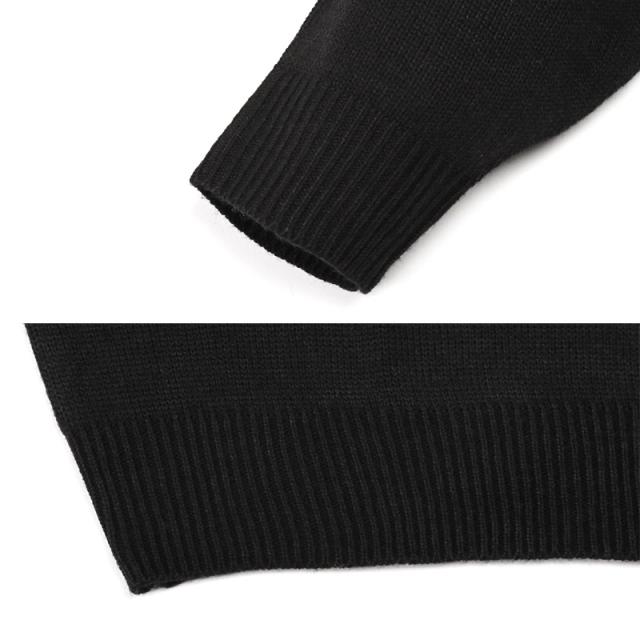 送料無料・ニット・セーター・メンズ・レオパード・ヒョウ柄・豹柄・星・スター・ロゴ・貼り付け・リメイク風・ヴィンテージライク・クルーネック・ハイゲージ・おしゃれ・古着・長袖・ニットソー・メンズニット・アクリルニット・ゆったり・シンプル・ブラック・黒・秋冬 9