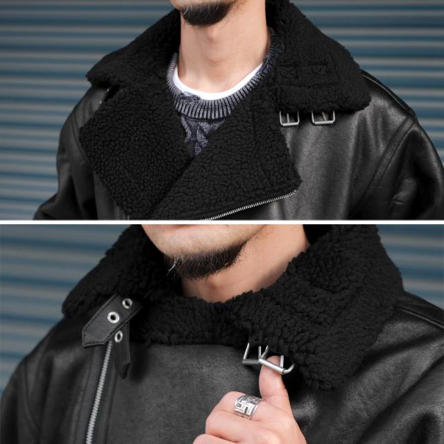 ムートンジャケット・ダブルジャケット・メンズ・レディース・B-3ジャケット・フライトジャケット・ボア・ブルゾン・フェイクレザー・合成皮革・アウター・おしゃれ・アメカジ・ミリタリー・B3・秋服・冬服・ユニセックス 11