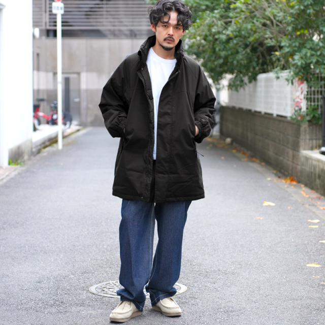 送料無料・中綿ジャケット・メンズ・中綿ブルゾン・モンスターパーカー・アウター・薄中綿・厚手・防寒・暖か・あったか・冬・真冬・ミリタリージャケット・フード付き・フード収納・スタンドネック・雪・フェイクダウンジャケット・モッズコート・ブラック・黒・M・L 7