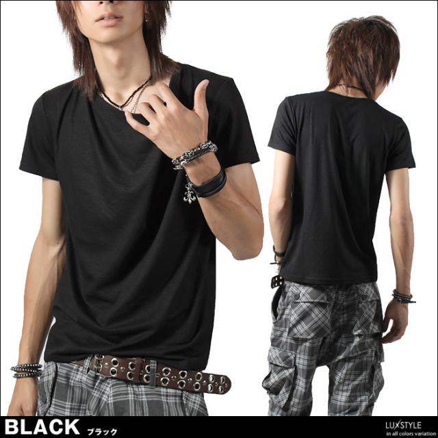 お兄系　シルエット無地Tシャツ ブラック