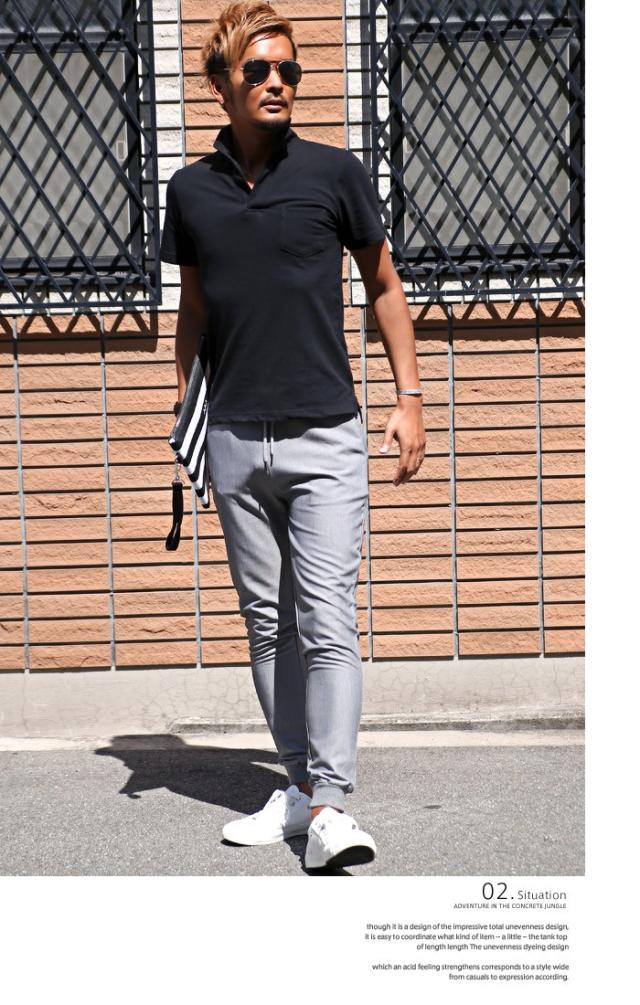 ジョガーパンツ メンズ ストレッチ イージー スリム 細身 BITTER ビター系 ボトムス ジョガー ジョグ パンツ アンクル 裾 リブ サルエル TR スーツ地 スラックス 無地 大人 シンプル 上品 キレイめ アーバン スタイル ファッション 5