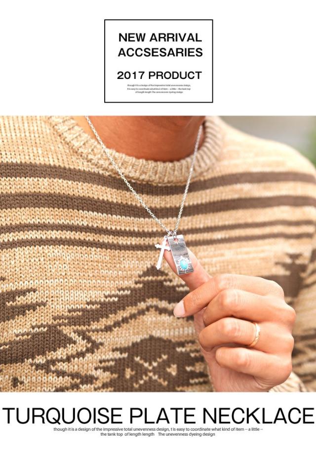 ネックレス メンズ ペンダント ターコイズ クロス アクセサリー アクセ メンズアクセサリー ネイティブ サーフ シルバー シルバーアクセ BITTER ビター系 十字架 ファッション 2