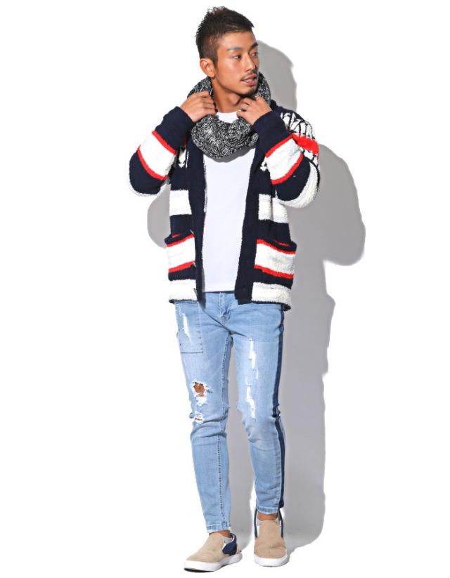 スヌード メンズ マフラー ニット ケーブルニット ケーブル編み ケーブル 冬 ニットスヌード ニットマフラー 杢ニット ミックス 防寒 ネックウォーマー ストール ファッション 5